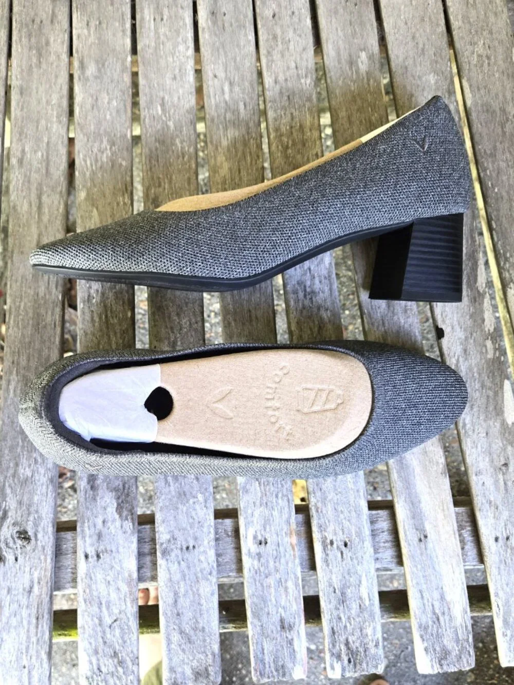 New VIVAIA Tamia Pro Gray Chunky Heel Pumps Shoes 39.5